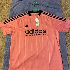 adidas Pink Logo Sportswear Tee with Black Branding